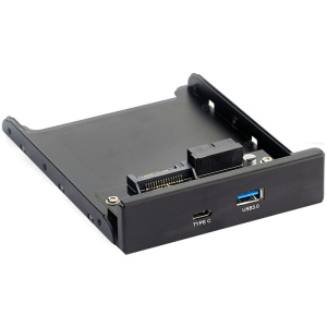 Планка USB на переднюю панель ExeGate U3H-617, 3,5", 1*USB3.0+1*TypeC, черная, металл фотография