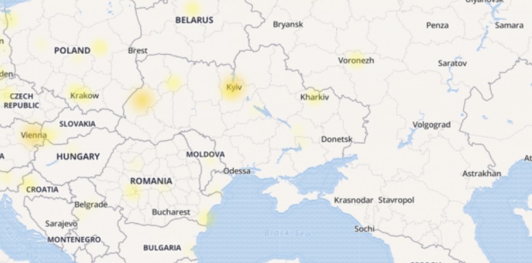 От сбоев в Google больше всего пострадали такие украинские города: Киев, Харьков, Ровно