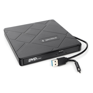 Внешний DVD-привод USB 3.0 со встроенным кардридером и хабом Gembird DVD-USB-04 пластик, черный фото