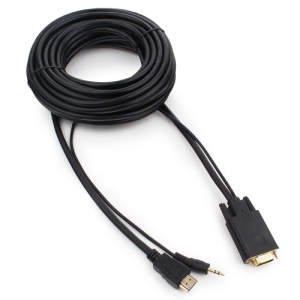 Кабель HDMI-VGA 10,0м, v1.4, Черный, Cablexpert A-HDMI-VGA-03-10M фото