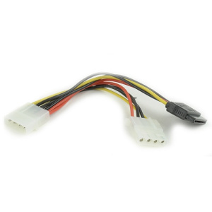 Кабель питания SATA Cablexpert CC-SATA-PSY2, 15см, molex 4pin/molex4pin+sata 15pin, на 2 устр. фото