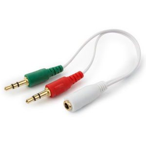 Кабель аудио сигнала Cablexpert CCA-418W, джек3.5 нушники + 3.5 микрофон-> джек3.5 4pin, длина 20см фото