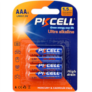 Батарейка алкалайн AAA 4шт, блистер, PKCELL LR03-4B фото