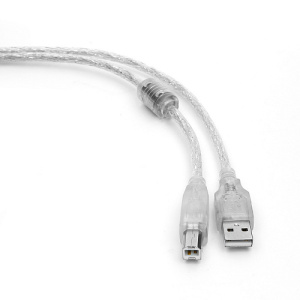 Кабель USB 2.0 A-B 2.0м, Прозрачный, Cablexpert CCF-USB2-AMBM-TR-2M фото