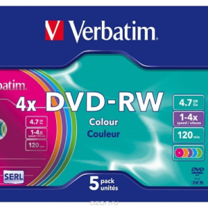 Диск DVD+RW 4.7GB 4x Verbatim, Slim